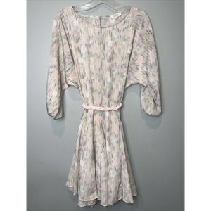 Oddy Anthropologie 3/4 Sleeve multi-color print braid tie dress Small